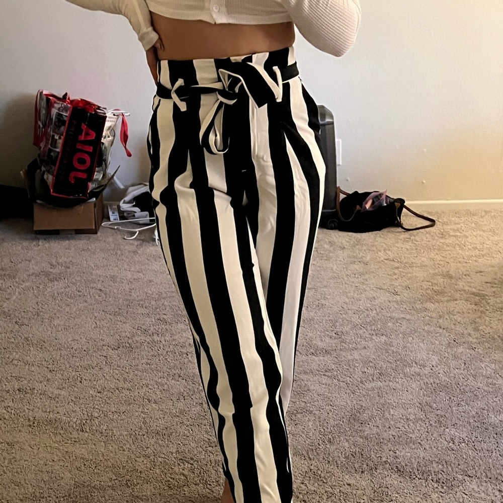 Black and white stripe pants